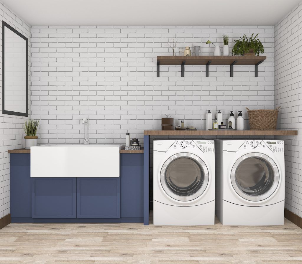renovated laundry in a minimalist style