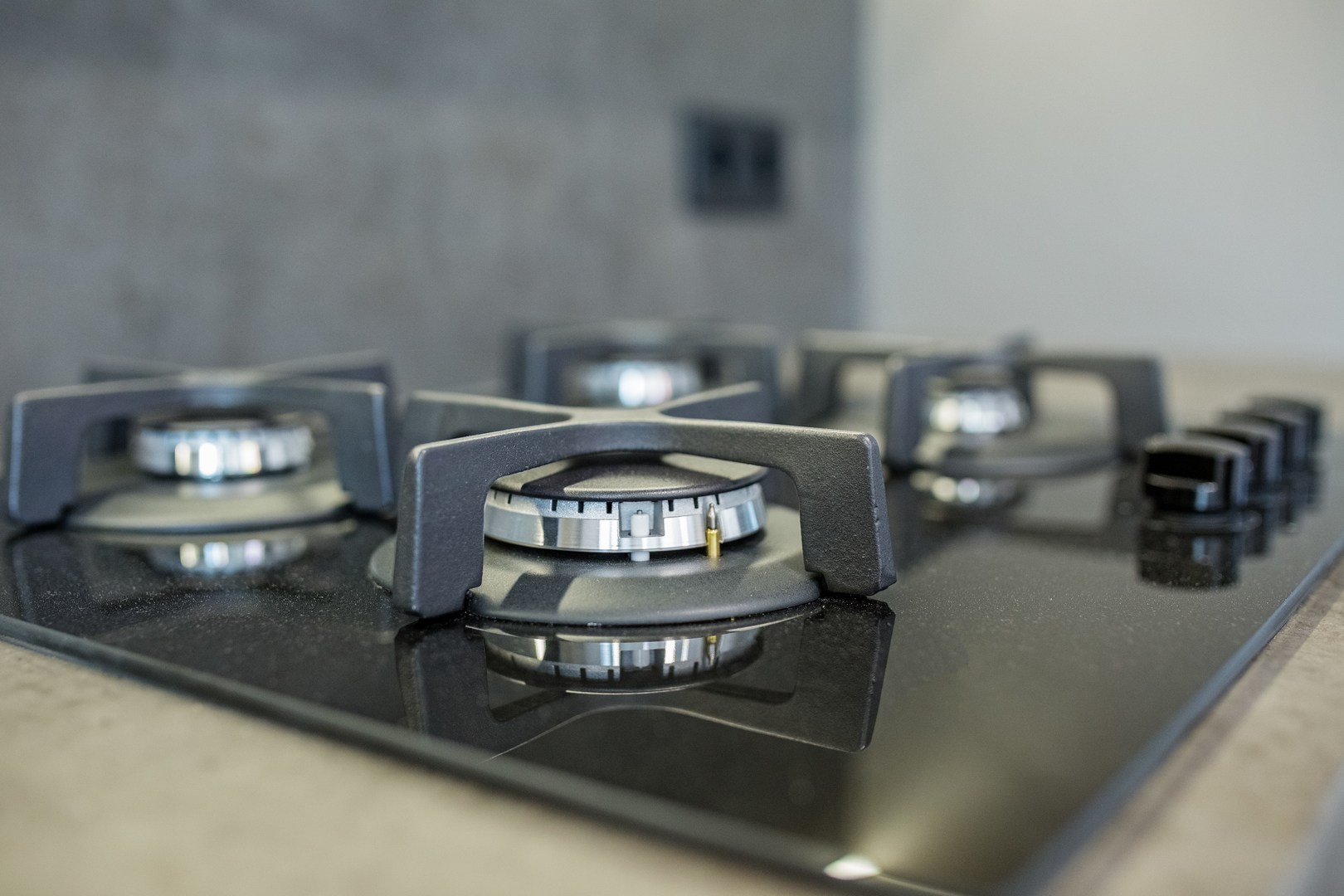 Gas stove close-up. Home and cooking concept.